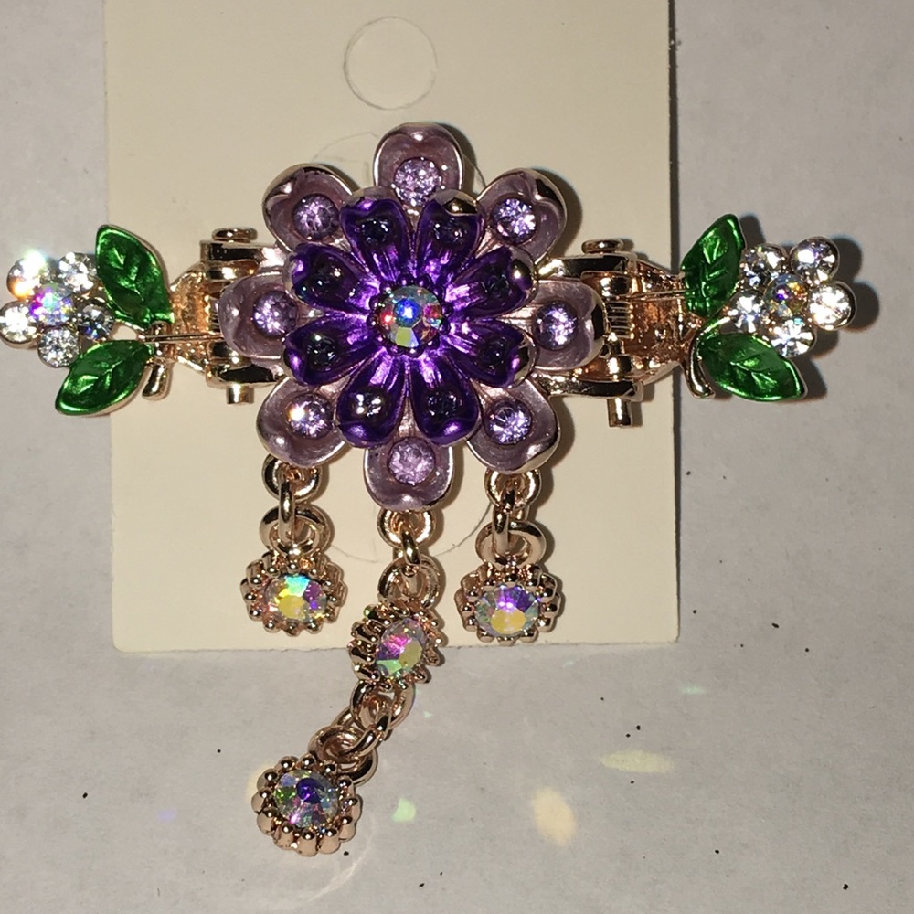Purple Painted Flower Hair Clip Eight Petals